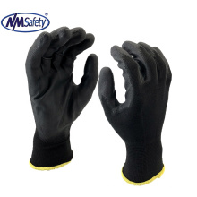 NMSAFETY Black nylon pu dipped DMF free light duty working gloves